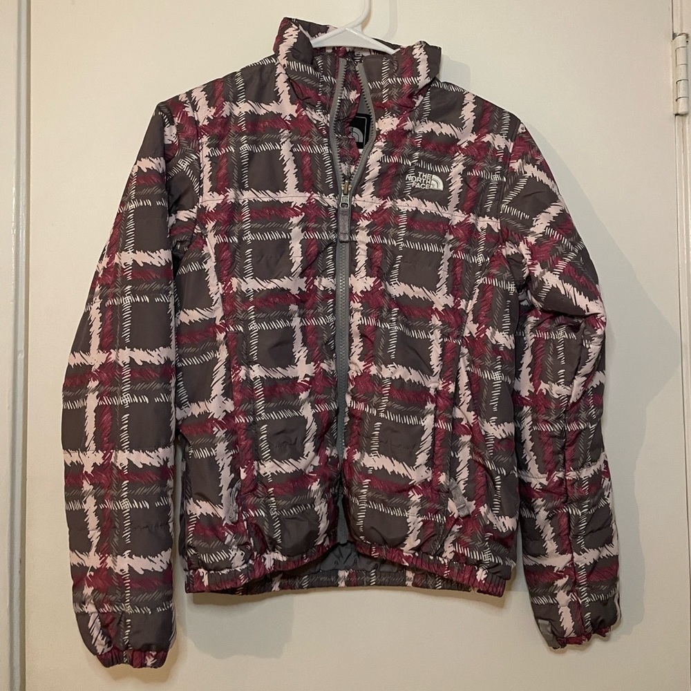 Pink/Gray North Face down jacket